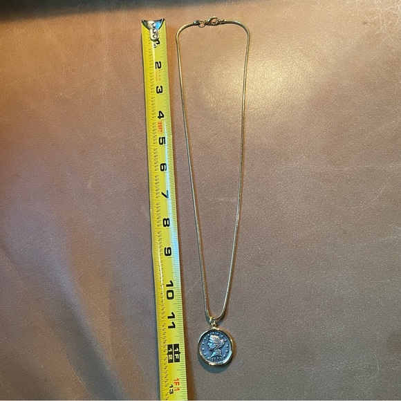 Vintage antique style gold silver plated coin pendant charm necklace snake chain - Picture 7 of 9